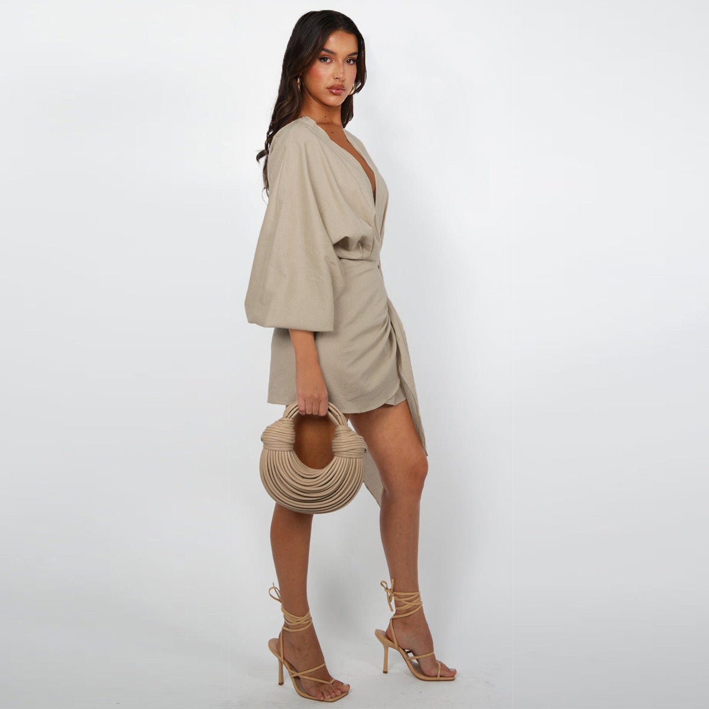Robe portefeuille à col en V pour femme