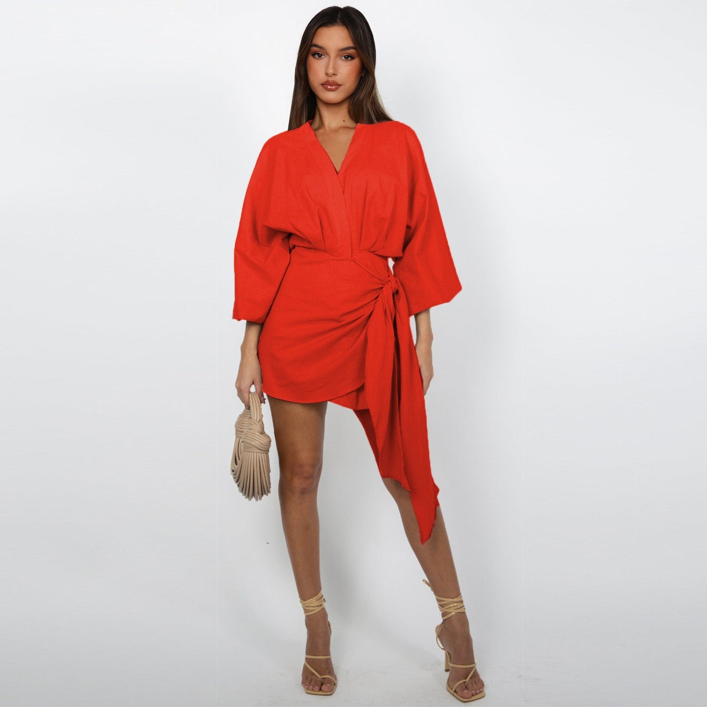 Robe portefeuille à col en V pour femme