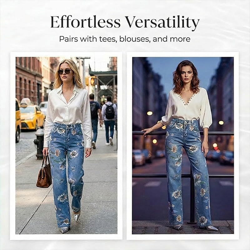 💎 -50% SUR LE JEAN DROIT FLEURI ! 💎 Coupe Flatteuse, Denim Premium & Style Romantique