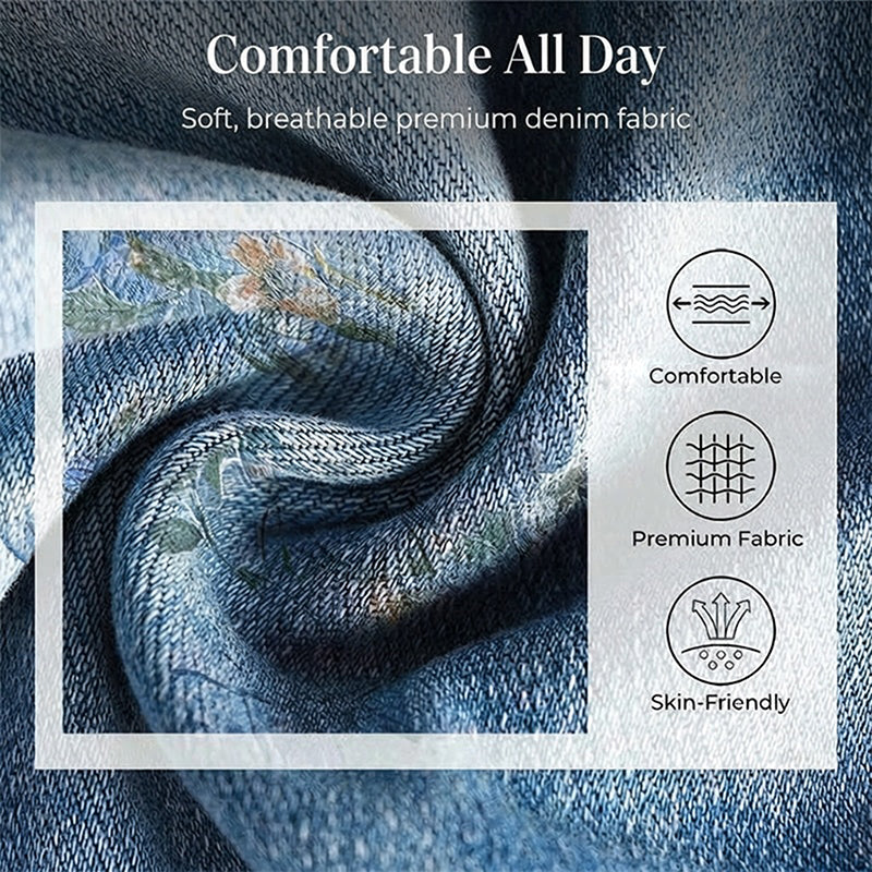 💎 -50% SUR LE JEAN DROIT FLEURI ! 💎 Coupe Flatteuse, Denim Premium & Style Romantique