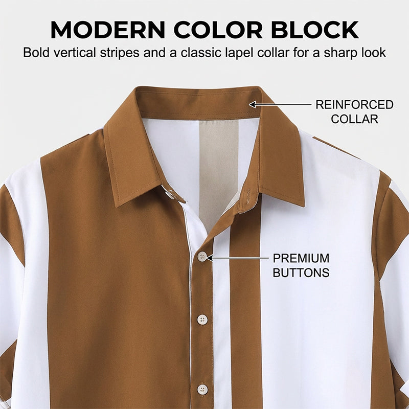 💎 50% DE RÉDUCTION ! 💎 Ensemble Chemise & Pantalon Color Block pour Homme – Coupe Décontractée, Polyester Respirant & Design Moderne