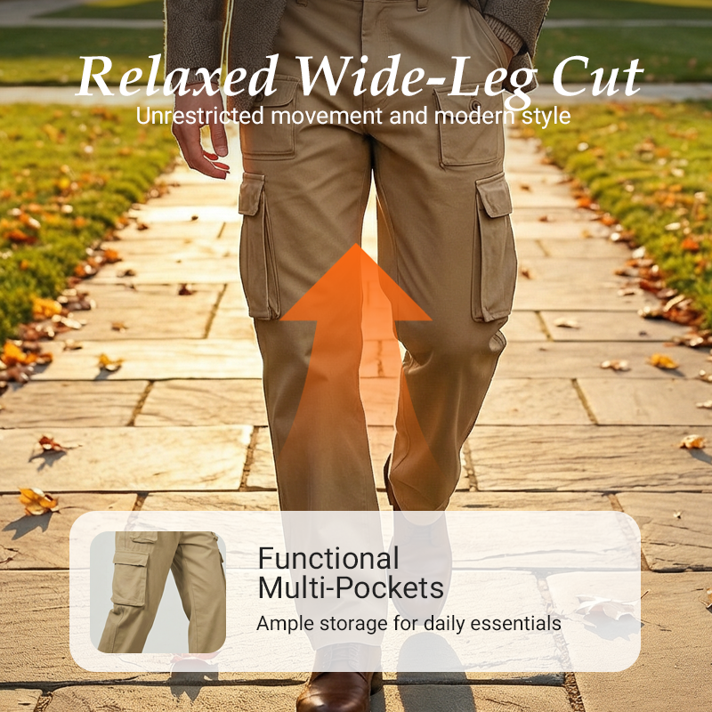 Pantalon cargo droit multi-poches pour homme