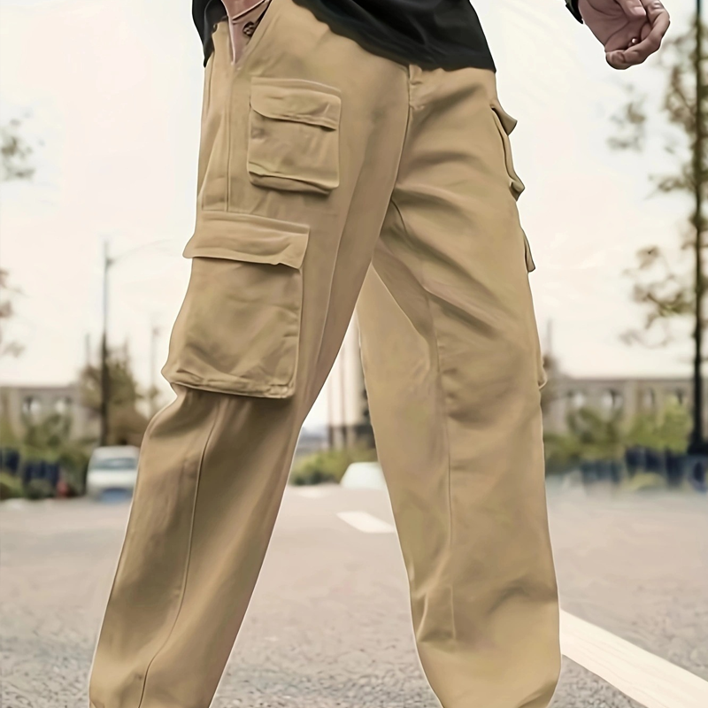 Pantalon cargo droit multi-poches pour homme