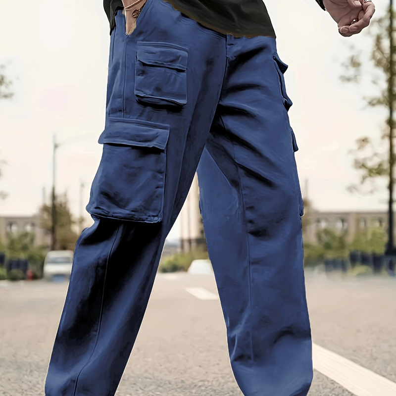 Pantalon cargo droit multi-poches pour homme