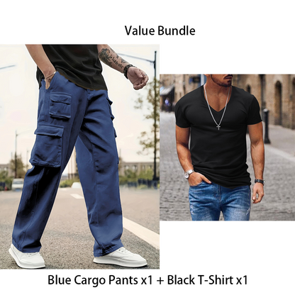 Pantalon cargo droit multi-poches pour homme