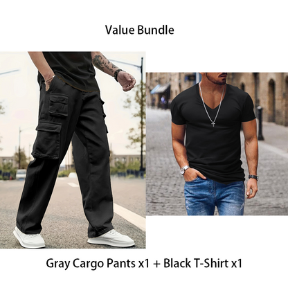 Pantalon cargo droit multi-poches pour homme