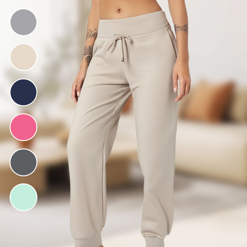 Pantalon de Jogging 3/4 Taille Haute - Coupe Ajustée avec Cordon de Serrage & Poches