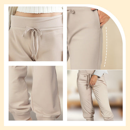 Pantalon de Jogging 3/4 Taille Haute - Coupe Ajustée avec Cordon de Serrage & Poches