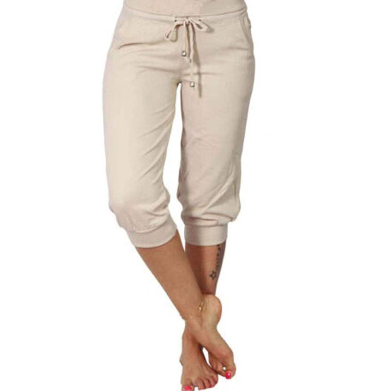 Pantalon de Jogging 3/4 Taille Haute - Coupe Ajustée avec Cordon de Serrage & Poches