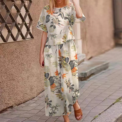 Ensemble 2 pièces haut et pantalon imprimé ample pour femme