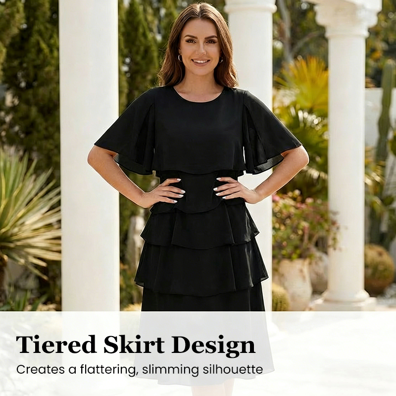 Robe élégante à manches à volants superposés