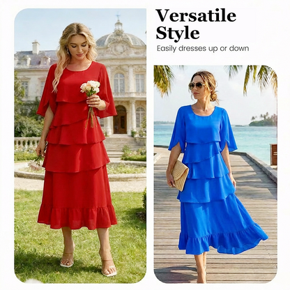 Robe élégante à manches à volants superposés