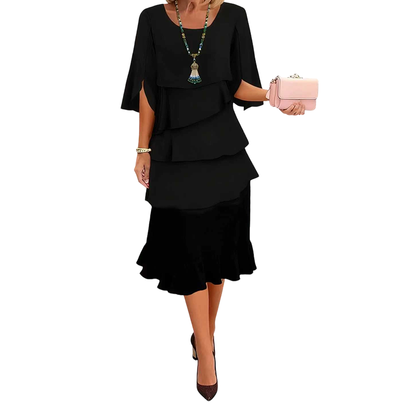 Robe élégante à manches à volants superposés