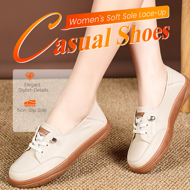 Chaussures décontractées à lacets pour femme à semelle souple