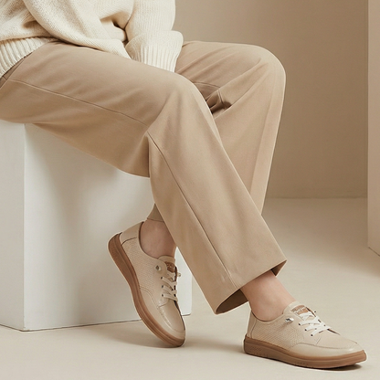 Chaussures décontractées à lacets pour femme à semelle souple