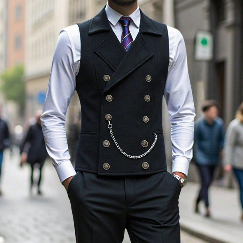 Gilet habillé rétro décontracté pour homme, coupe ajustée, idéal pour un costume ou un smoking.