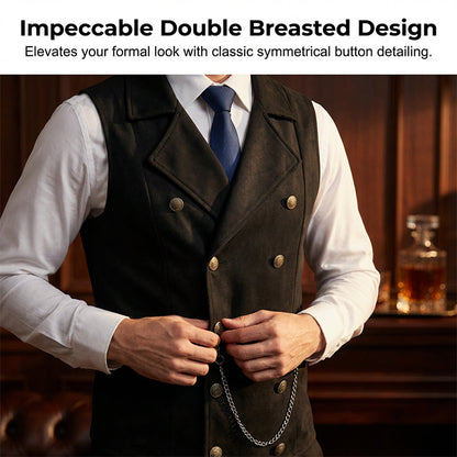 Gilet habillé rétro décontracté pour homme, coupe ajustée, idéal pour un costume ou un smoking.