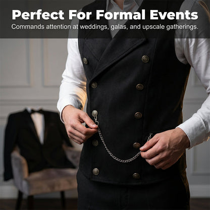 Gilet habillé rétro décontracté pour homme, coupe ajustée, idéal pour un costume ou un smoking.