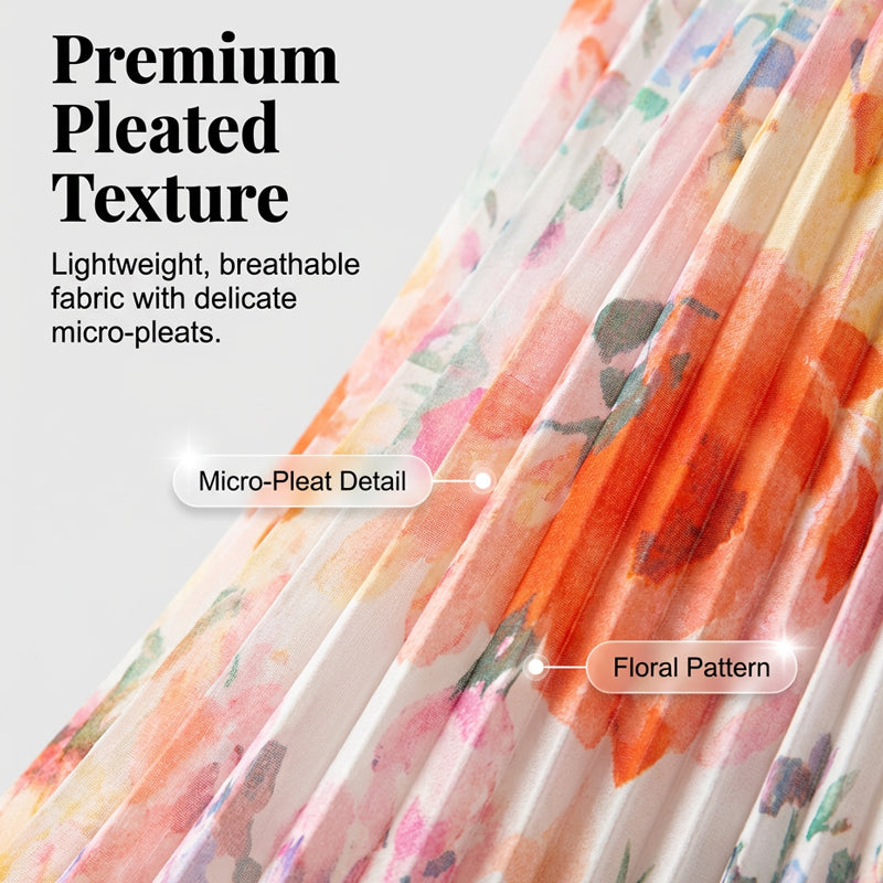 Robe plissée sans manches à imprimé floral pour femme