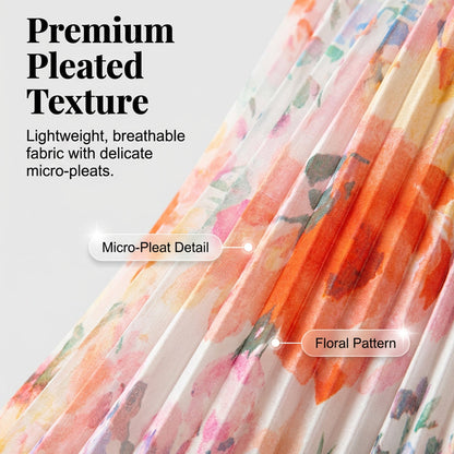 Robe plissée sans manches à imprimé floral pour femme