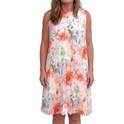 Robe plissée sans manches à imprimé floral pour femme