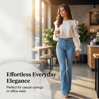 Jean évasé stretch taille haute pour femme