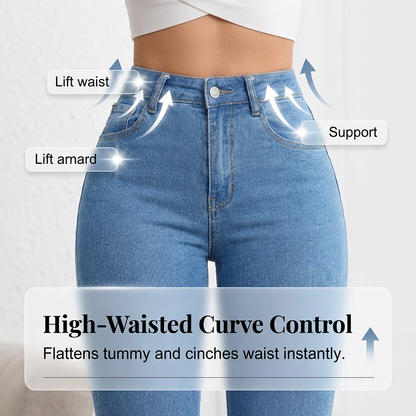 Jean évasé stretch taille haute pour femme