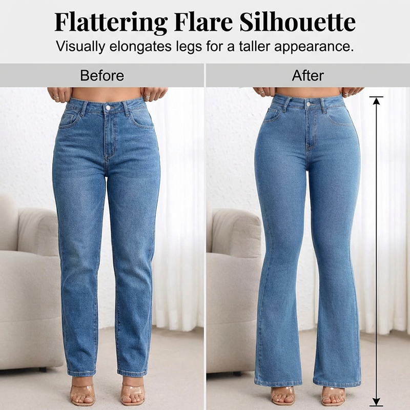 Jean évasé stretch taille haute pour femme