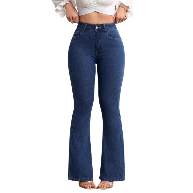 Jean évasé stretch taille haute pour femme