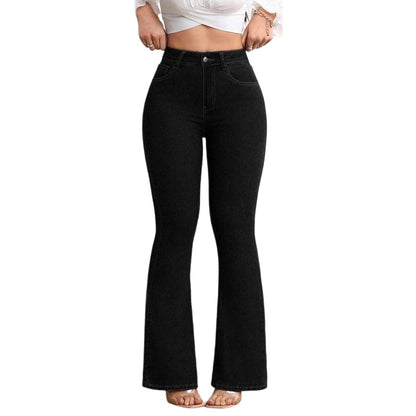 Jean évasé stretch taille haute pour femme