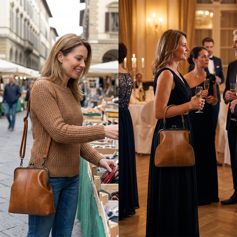Sac bandoulière pour femme avec fermoir à boule et poignée supérieure