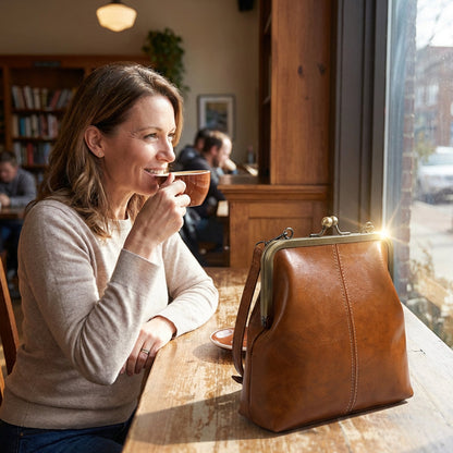 Sac bandoulière pour femme avec fermoir à boule et poignée supérieure