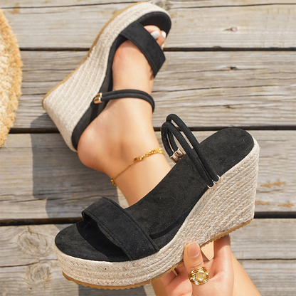 Sandales Compensées à Plateforme Style Bohème pour Femme