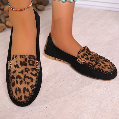 Mocassins patchwork imprimé léopard pour femmes