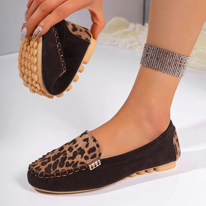 Mocassins patchwork imprimé léopard pour femmes