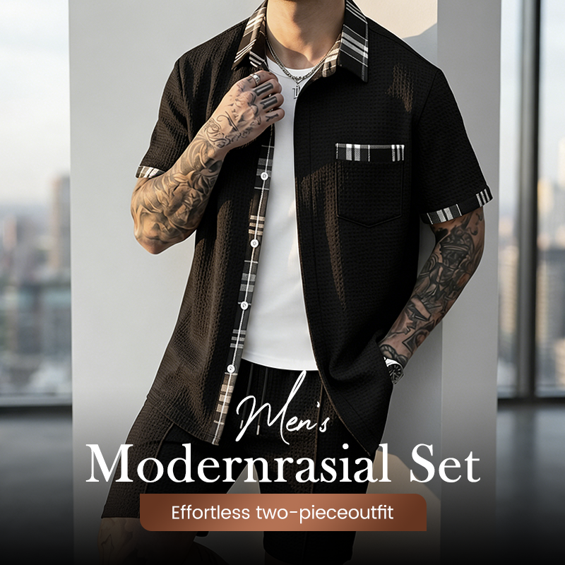 Ensemble 2 pièces pour homme : haut à manches courtes et short à cordon