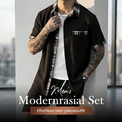 Ensemble 2 pièces pour homme : haut à manches courtes et short à cordon