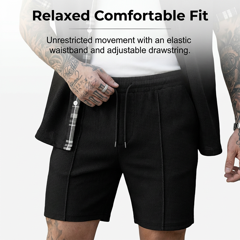Ensemble 2 pièces pour homme : haut à manches courtes et short à cordon