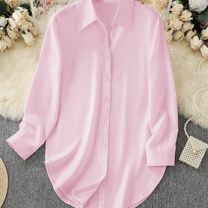 Chemise à manches longues pour femme avec ourlet arrondi