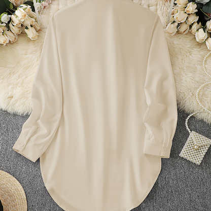 Chemise à manches longues pour femme avec ourlet arrondi