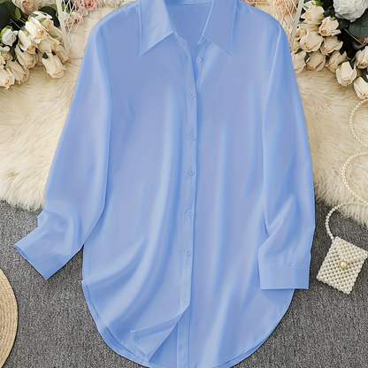 Chemise à manches longues pour femme avec ourlet arrondi