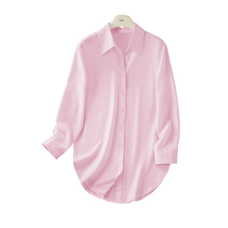 Chemise à manches longues pour femme avec ourlet arrondi