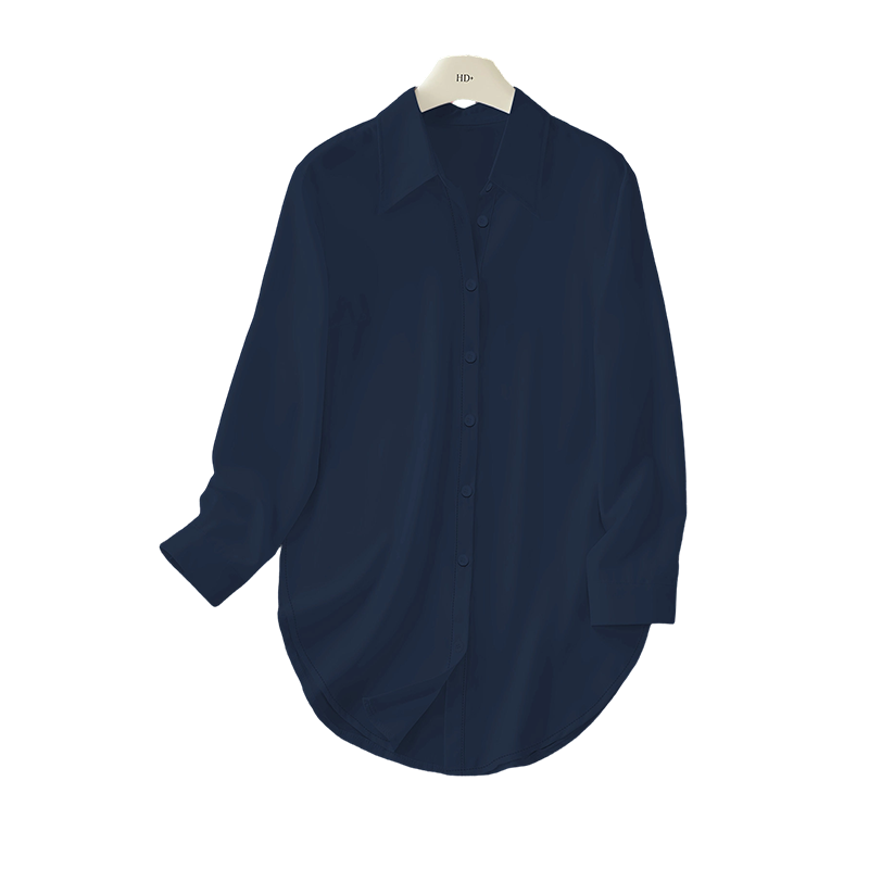 Chemise à manches longues pour femme avec ourlet arrondi