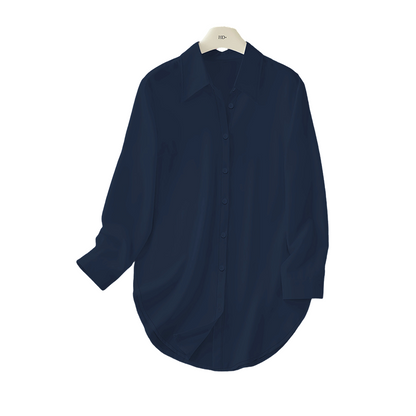 Chemise à manches longues pour femme avec ourlet arrondi