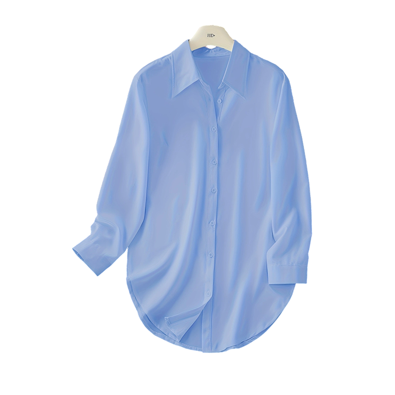 Chemise à manches longues pour femme avec ourlet arrondi