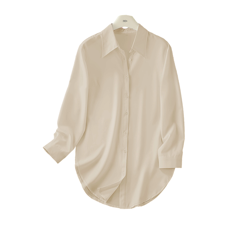 Chemise à manches longues pour femme avec ourlet arrondi
