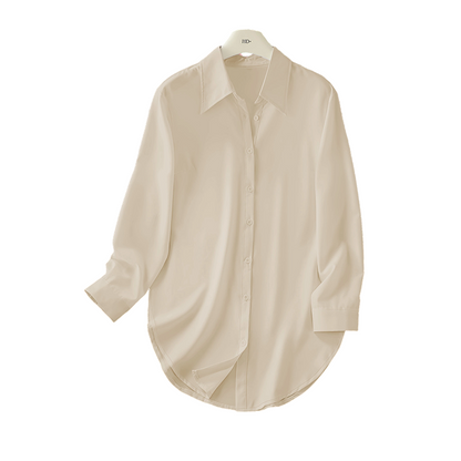 Chemise à manches longues pour femme avec ourlet arrondi