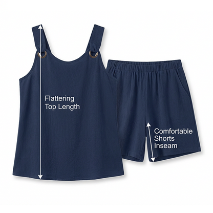 💞Ensemble décontracté composé d'un haut sans manches et d'un short