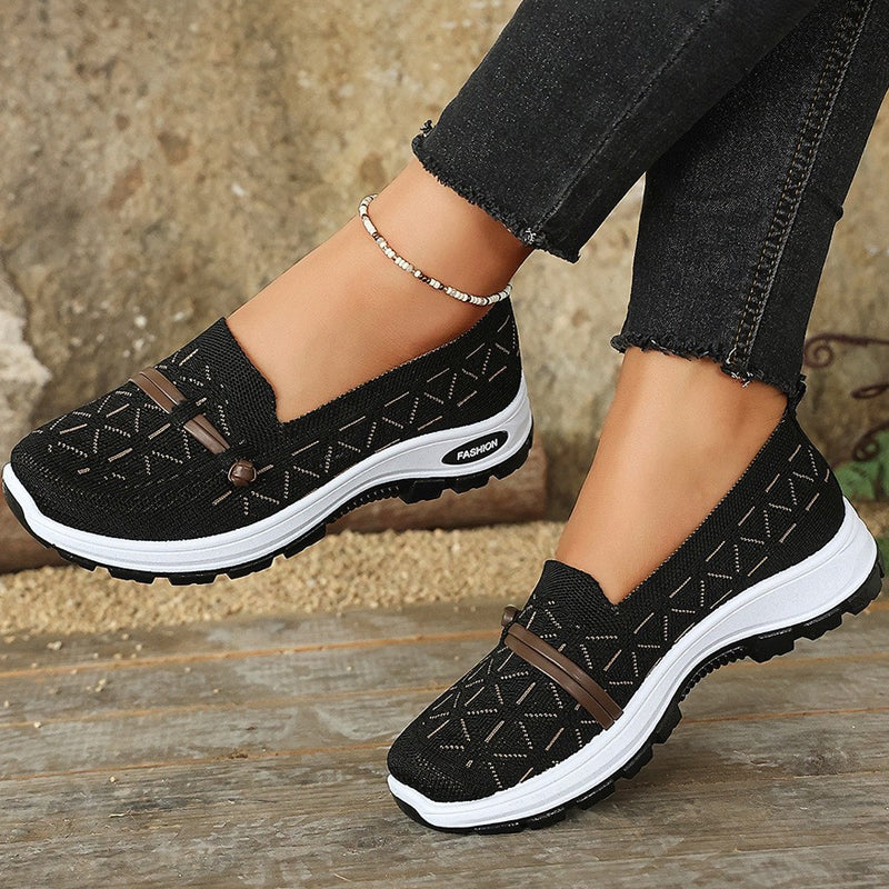 Chaussures plates à enfiler en maille respirante pour femme