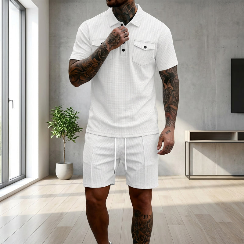 Ensemble 2 Pièces Homme : Haut Manches Courtes et Short à Cordon de Serrage